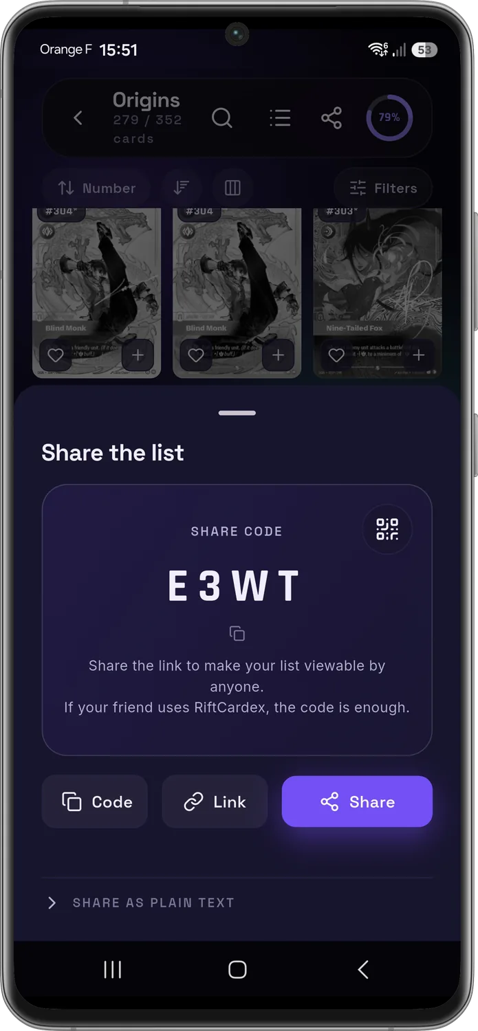 Sharing and comparing Riftbound collections between friends