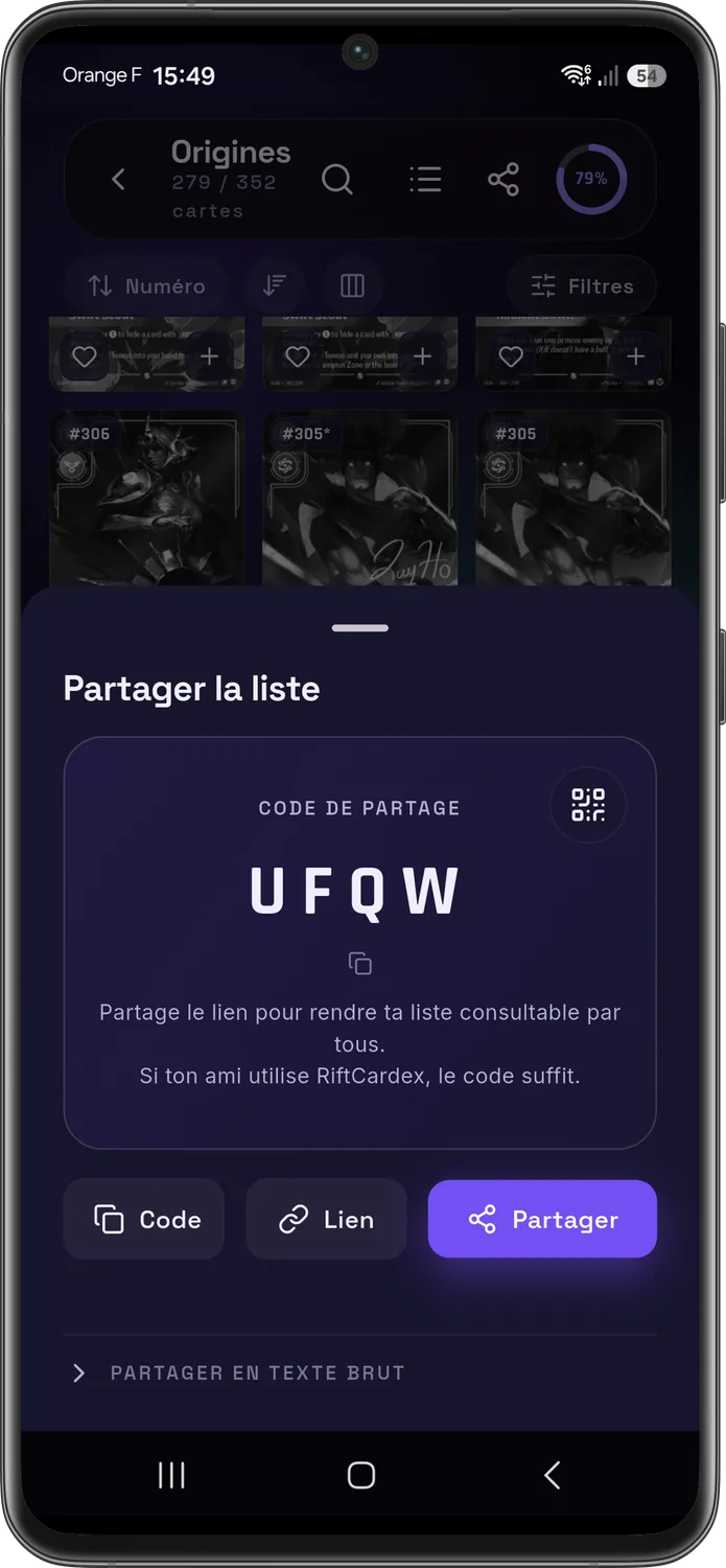 Partage et comparaison de collections Riftbound entre amis